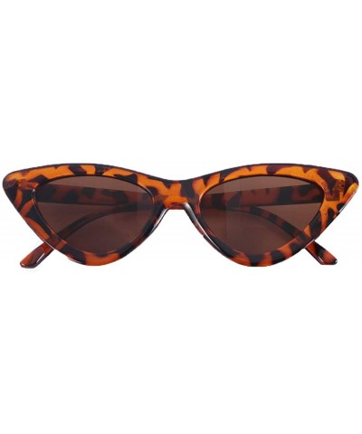 Oval Retro Vintage Cat Eye Sunglasses for Women Goggles - Leopard Frame/Brown Lens - CV18YXAO60A $11.79