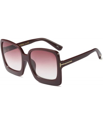 Rectangular Vintage Inspired Women Sunglasses Plastic Bold Rim Big Square Designer Shades - Dark Red - C71963Z83DA $16.40