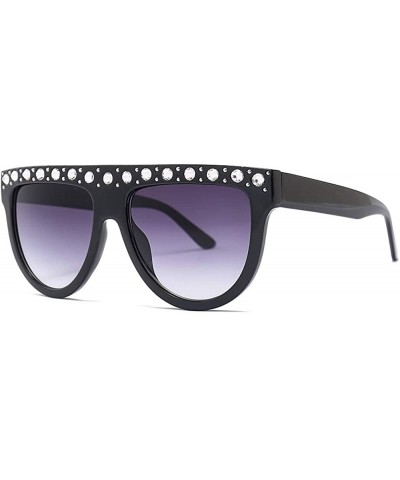 Oval Sunglasses Flat Top Sunglasses Crystal Luxury Rhinestone Oversized glasses for Women Vintage Shades UV400 - CM18NYC47X2 ...