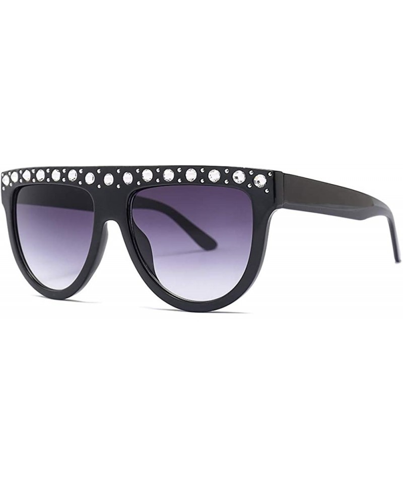 Oval Sunglasses Flat Top Sunglasses Crystal Luxury Rhinestone Oversized glasses for Women Vintage Shades UV400 - CM18NYC47X2 ...