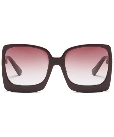 Rectangular Vintage Inspired Women Sunglasses Plastic Bold Rim Big Square Designer Shades - Dark Red - C71963Z83DA $28.61