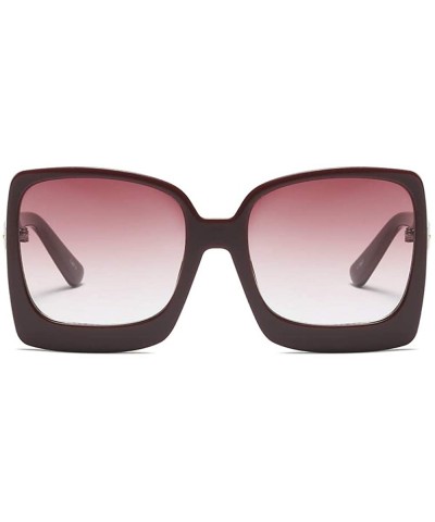 Rectangular Vintage Inspired Women Sunglasses Plastic Bold Rim Big Square Designer Shades - Dark Red - C71963Z83DA $16.40