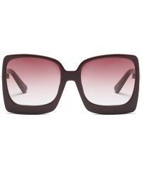 Rectangular Vintage Inspired Women Sunglasses Plastic Bold Rim Big Square Designer Shades - Dark Red - C71963Z83DA $16.40