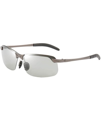 Semi-rimless Men/Women Polarised Sports Sunglasses Semi-rimless VU400 Sunglasses - Grey - Photochromatic - CW18RME96WZ $18.42