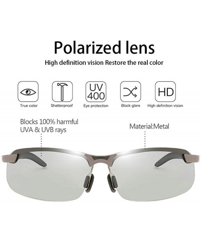 Semi-rimless Men/Women Polarised Sports Sunglasses Semi-rimless VU400 Sunglasses - Grey - Photochromatic - CW18RME96WZ $10.70