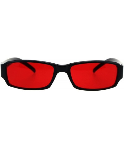 Rectangular Classic Pimp Pop Color Lens Plastic Rectangular Sunglasses - Black Red - CG18G7QGGX2 $17.89