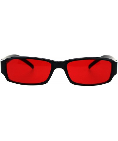 Rectangular Classic Pimp Pop Color Lens Plastic Rectangular Sunglasses - Black Red - CG18G7QGGX2 $7.74