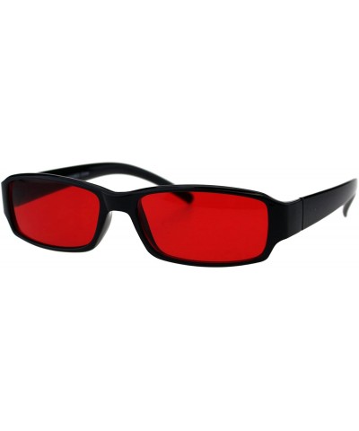 Rectangular Classic Pimp Pop Color Lens Plastic Rectangular Sunglasses - Black Red - CG18G7QGGX2 $7.74