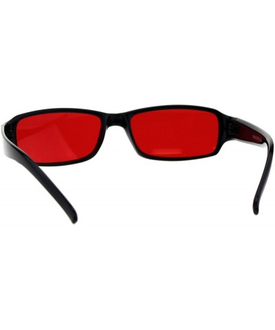 Rectangular Classic Pimp Pop Color Lens Plastic Rectangular Sunglasses - Black Red - CG18G7QGGX2 $7.74