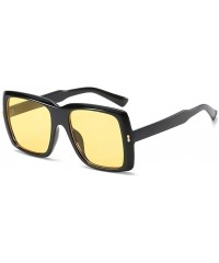 Square Oversized Square Sunglasses for Women Metal Hinge Rectangle Sun Glasses Goggles - Black Yellow - CW1908G6USL $12.98