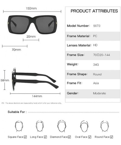 Square Oversized Square Sunglasses for Women Metal Hinge Rectangle Sun Glasses Goggles - Black Yellow - CW1908G6USL $12.98