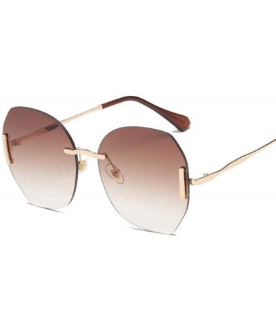 Aviator Sunglasses Women Big Box Frameless Oversized UV400 Goggle Women C6 Gold-pink - C5 Gold-tea - CB18YKUGIYC $19.30