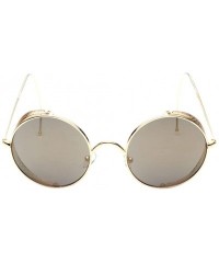 Goggle Women Fashion Mesh Goggles Sunglasses Round Metal Frame UV400 Classics Vintage Eyewear Sunglass - Gold Brown - CM1832X...