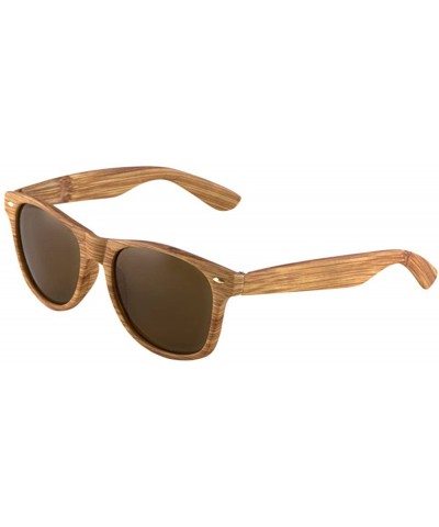 Wayfarer Retro Classic Glasses Wood Pattern Frame Brown Lens Mens Womens Fashion Eyewear - Honey Oak - CJ185G6HNO5 $21.21