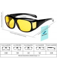 Rectangular Wear Over Sunglasses Polarized Night Vision Glasses UV Wind Protection - Black & Yellow - CO18RH8NQO9 $7.80