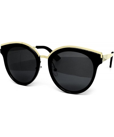 Oversized 6578 Premium Retro Cats eye Funky Fashion Tint Candy Flat Metal Aviator Sunglasses - Cats Eye - CO182I4WZOD $28.06
