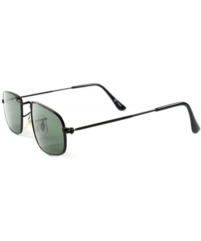 Rectangular Classic Vintage Retro 80's Mens Small Air Force Style Rectangle Black Sunglasses - CY1802OGZWI $23.12