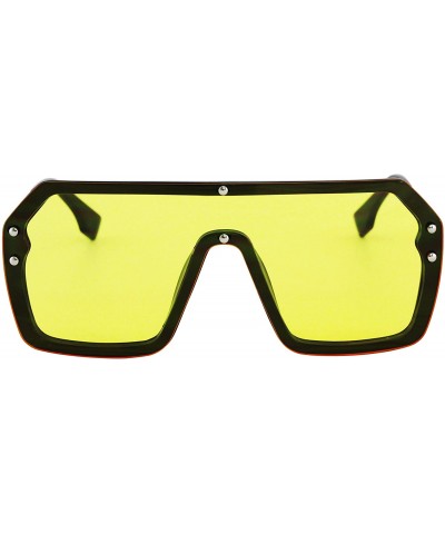 Oversized Retro Oversized Shield Sunglasses Rimless Flat Top Mirror Glasses Women Men - Yellow - C318XOCKT3I $20.57