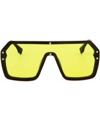 Oversized Retro Oversized Shield Sunglasses Rimless Flat Top Mirror Glasses Women Men - Yellow - C318XOCKT3I $11.55