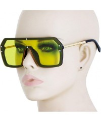 Oversized Retro Oversized Shield Sunglasses Rimless Flat Top Mirror Glasses Women Men - Yellow - C318XOCKT3I $11.55