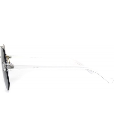 Rimless Color Mirror Trendy Clear Frame Rimless Squared Racer Flat Plastic Sunglasses - Purple Mirror - CO185NO5O2R $11.49