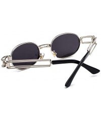 Oval Vintage Steampunk Sunglasses Men Accessories Metal Oval Sun Glasses Female Retro - Silver With Black - C318H7E2AKN $12.68