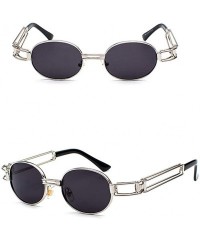 Oval Vintage Steampunk Sunglasses Men Accessories Metal Oval Sun Glasses Female Retro - Silver With Black - C318H7E2AKN $12.68