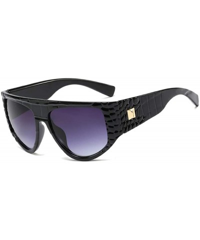Square Large Square Aviator Sunglasses for Women Visor Flat Top Shield Shades Thick Rim - Black / Gradient Grey - CP194ERO4AD...