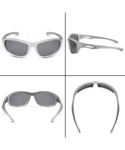 Oversized Sports UV400 Bike Cycling Sunglasses for Men Women - Counter - Grey Lens Grey Frame - C212N8USJFQ $10.87