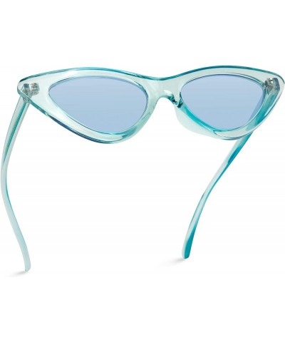 Oversized Retro Vintage Tinted Lens Cat Eye Sunglasses - Clear Blue Frame / Tinted Blue Lens - CU1809XW7UU $12.79