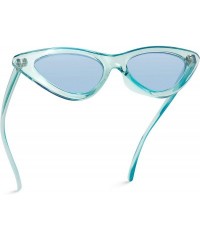 Oversized Retro Vintage Tinted Lens Cat Eye Sunglasses - Clear Blue Frame / Tinted Blue Lens - CU1809XW7UU $12.79