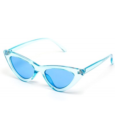 Oversized Retro Vintage Tinted Lens Cat Eye Sunglasses - Clear Blue Frame / Tinted Blue Lens - CU1809XW7UU $12.79