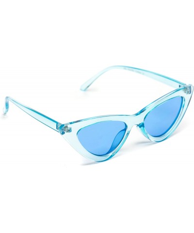 Oversized Retro Vintage Tinted Lens Cat Eye Sunglasses - Clear Blue Frame / Tinted Blue Lens - CU1809XW7UU $12.79