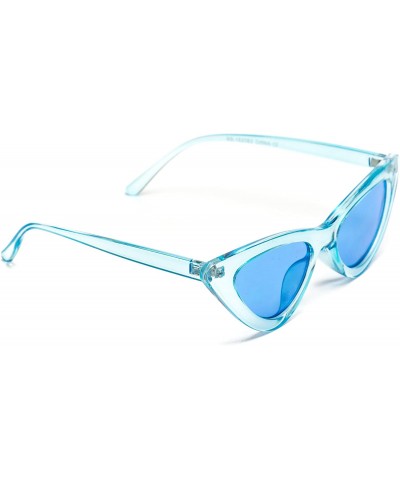 Oversized Retro Vintage Tinted Lens Cat Eye Sunglasses - Clear Blue Frame / Tinted Blue Lens - CU1809XW7UU $12.79