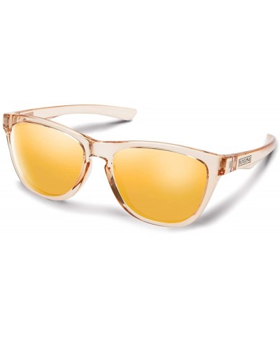 Square Topsail Medium Fit Sunglasses - Crystal Peach / Polarized Gold Mirror - CL196I7QLG3 $90.55