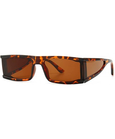 Shield Side Shield Sunglasses Men Silver Mirror Rectangular Sun Glasses for Women Uv400 - Leopard With Brown - CA194XDK650 $1...