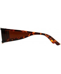 Shield Side Shield Sunglasses Men Silver Mirror Rectangular Sun Glasses for Women Uv400 - Leopard With Brown - CA194XDK650 $1...