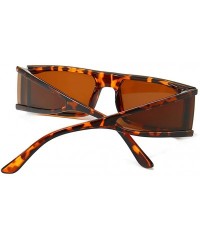 Shield Side Shield Sunglasses Men Silver Mirror Rectangular Sun Glasses for Women Uv400 - Leopard With Brown - CA194XDK650 $1...