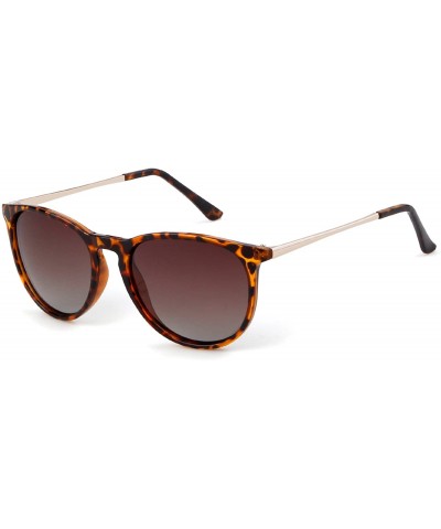 Round Vintage Retro Round Polarized Sunglasses for Women Men - Leopard/Brown - CG18DOSI6CH $11.65