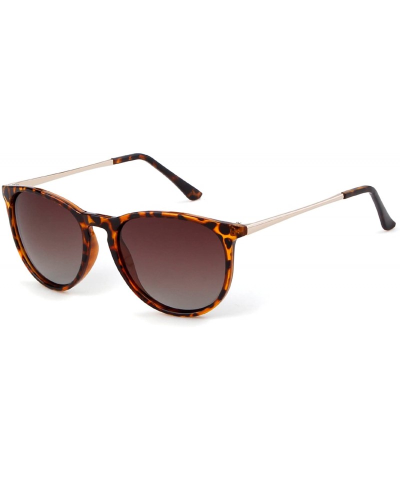 Round Vintage Retro Round Polarized Sunglasses for Women Men - Leopard/Brown - CG18DOSI6CH $11.65