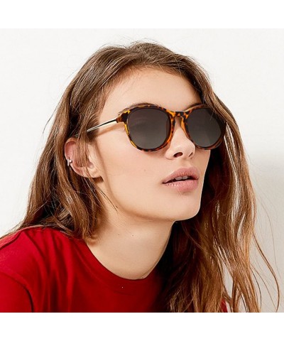 Round Vintage Retro Round Polarized Sunglasses for Women Men - Leopard/Brown - CG18DOSI6CH $11.65