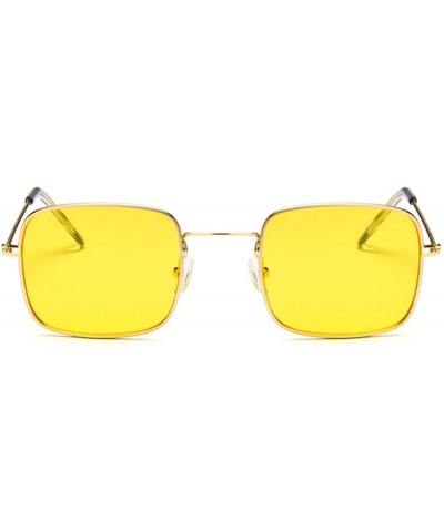 Round Vintage Small Square Sunglasses Women Red Yellow Clear Lens Sun Glasses Lady Retro Female Ocean Eyewear - C4198ZZQGGZ $...
