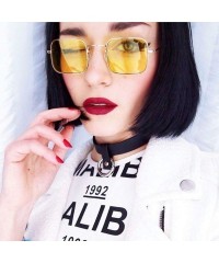 Round Vintage Small Square Sunglasses Women Red Yellow Clear Lens Sun Glasses Lady Retro Female Ocean Eyewear - C4198ZZQGGZ $...