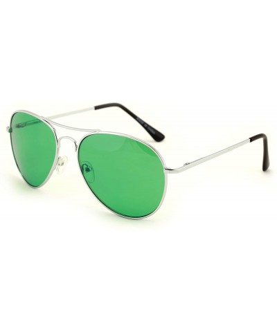 Rimless Colorful Silver Metal Aviator With Color Lens Sunglasses (Green lens) - CR125PY8IJH $12.86