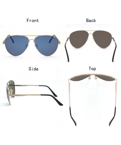 Aviator Premium Classic Aviator Style Sunglasses- Polarized Lenses- 100% UV Protection - Matte Gold Frame Blue Revo Lens - CR...