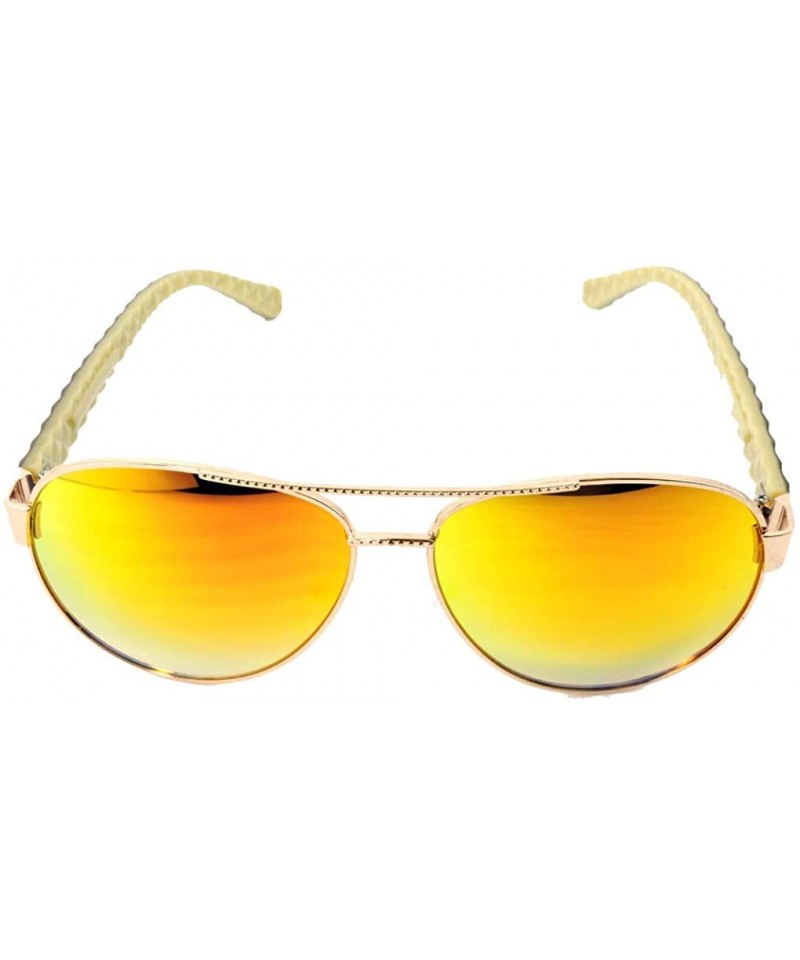 Aviator Aviators Mirrored Sunglasses Metal Frame Women Mens UV400 - Brown - Mirrored - CI18EOMOXAW $11.48