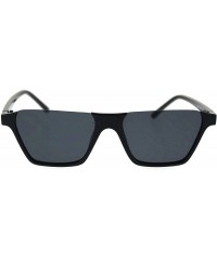 Square Pimp Crop Top Thin Plastic Horn Rectangle Retro Sunglasses - All Black - CH18QNZANAM $18.51
