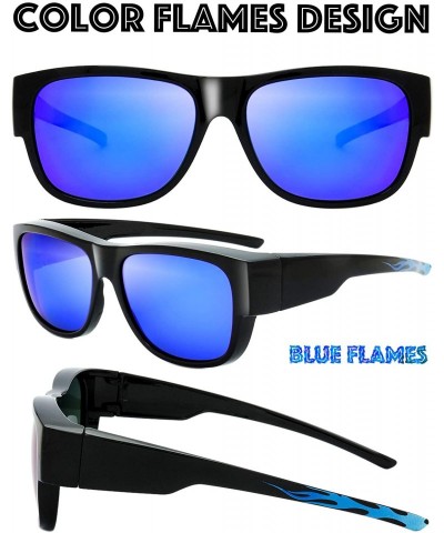 Sport High Definition Polarized Wrap Around Shield Sunglasses for Glasses - Leather Eyeglasses Case - CH18HQE3IEQ $19.39
