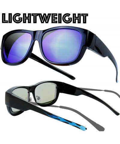 Sport High Definition Polarized Wrap Around Shield Sunglasses for Glasses - Leather Eyeglasses Case - CH18HQE3IEQ $19.39