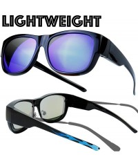 Sport High Definition Polarized Wrap Around Shield Sunglasses for Glasses - Leather Eyeglasses Case - CH18HQE3IEQ $19.39